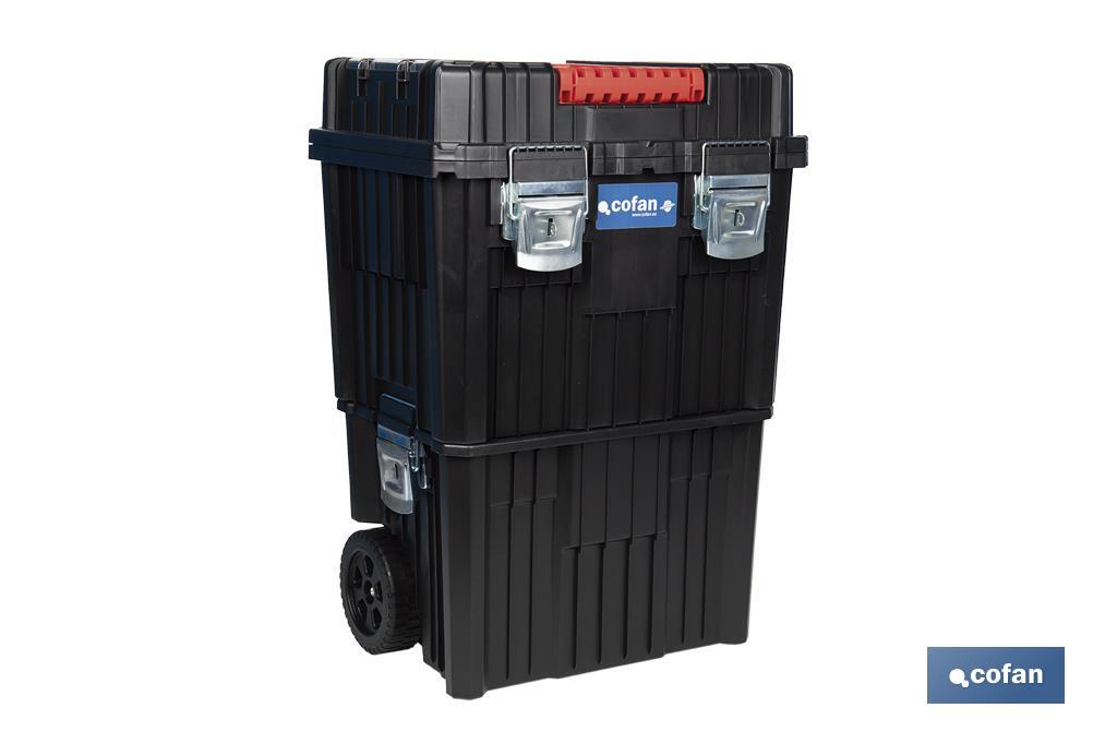Cofan – Carro de Herramientas Compact con 2 Bloques | Con Doble Asa y Ruedas | 45 × 36 × 64 cm
