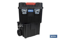 Cofan – Carro de Herramientas Compact con 2 Bloques | Con Doble Asa y Ruedas | 45 × 36 × 64 cm