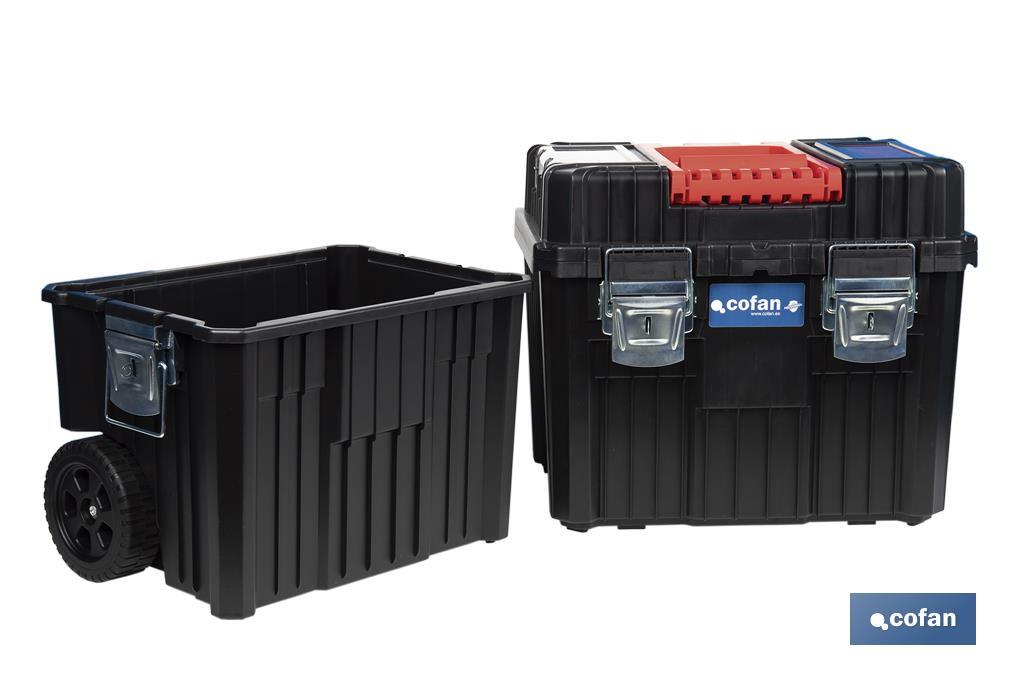 Cofan – Carro de Herramientas Compact con 2 Bloques | Con Doble Asa y Ruedas | 45 × 36 × 64 cm
