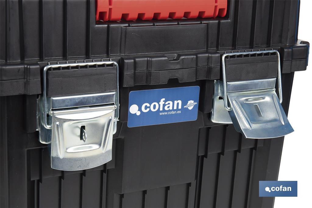 Cofan – Carro de Herramientas Compact con 2 Bloques | Con Doble Asa y Ruedas | 45 × 36 × 64 cm