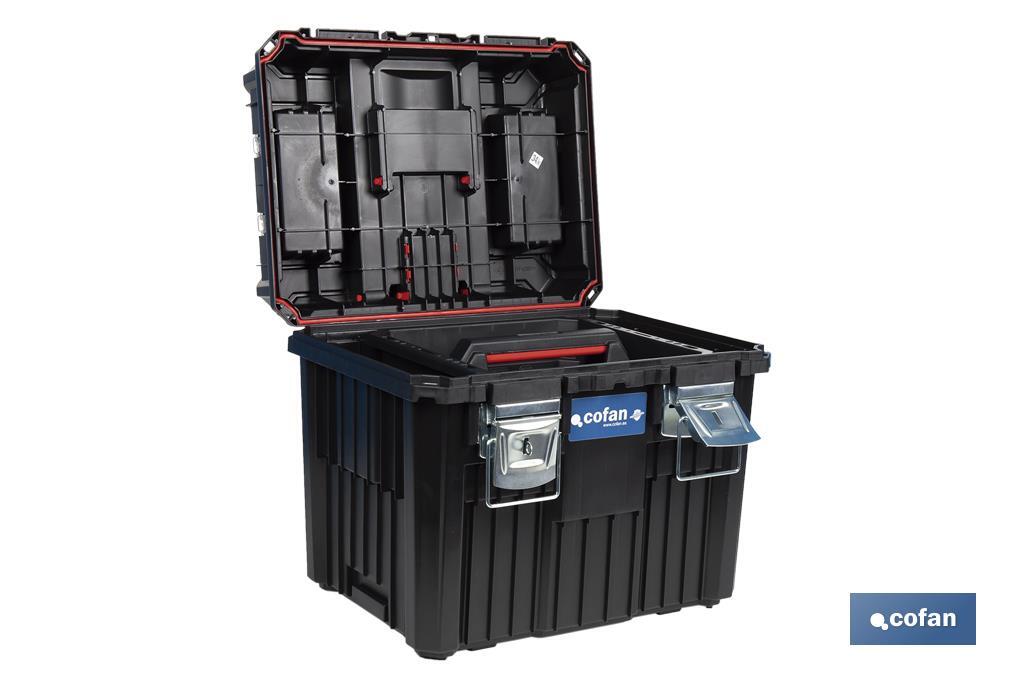 Cofan – Carro de Herramientas Compact con 2 Bloques | Con Doble Asa y Ruedas | 45 × 36 × 64 cm
