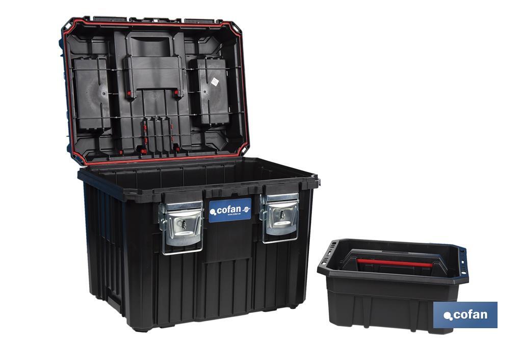Cofan – Carro de Herramientas Compact con 2 Bloques | Con Doble Asa y Ruedas | 45 × 36 × 64 cm
