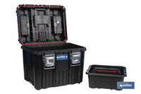 Cofan – Carro de Herramientas Compact con 2 Bloques | Con Doble Asa y Ruedas | 45 × 36 × 64 cm