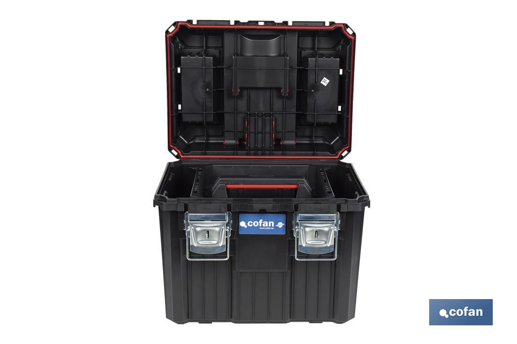 Cofan – Carro de Herramientas Compact con 2 Bloques | Con Doble Asa y Ruedas | 45 × 36 × 64 cm