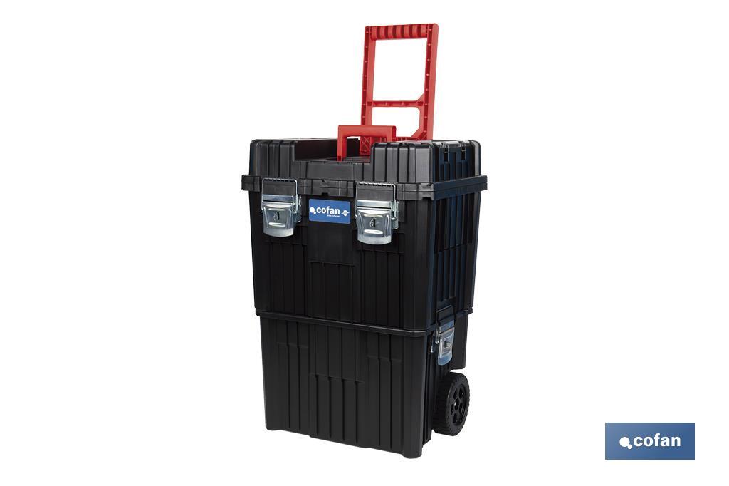 Cofan – Carro de Herramientas Compact con 2 Bloques | Con Doble Asa y Ruedas | 45 × 36 × 64 cm