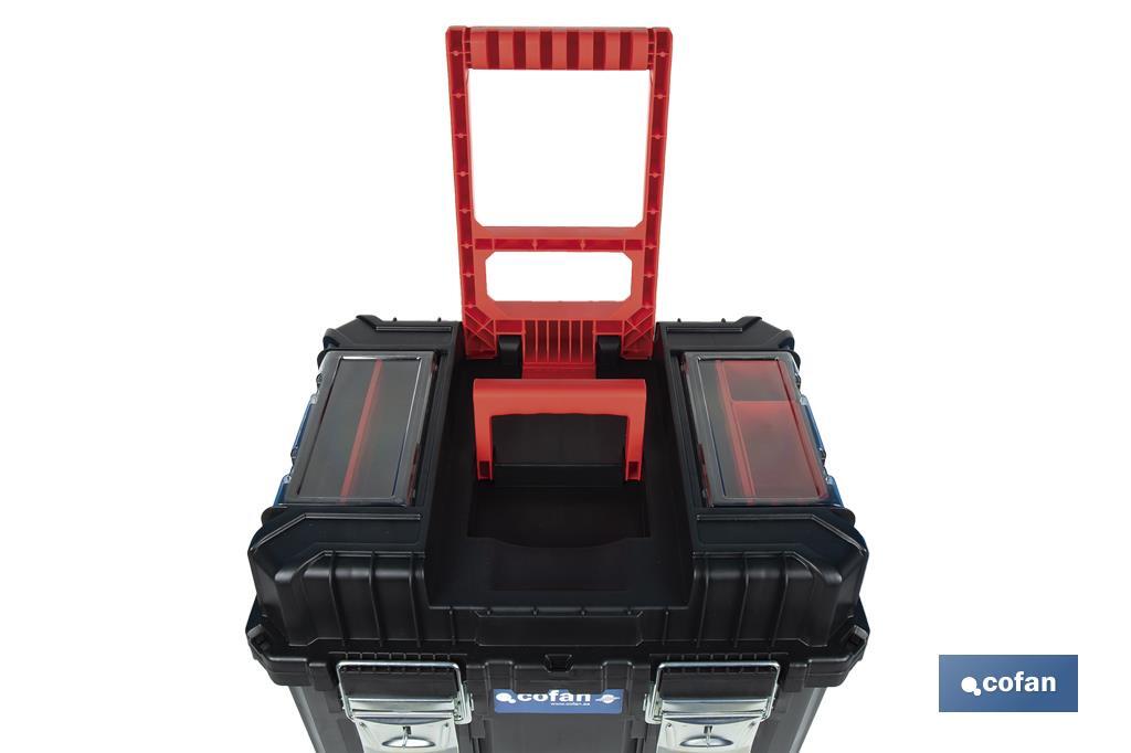 Cofan – Carro de Herramientas Compact con 2 Bloques | Con Doble Asa y Ruedas | 45 × 36 × 64 cm