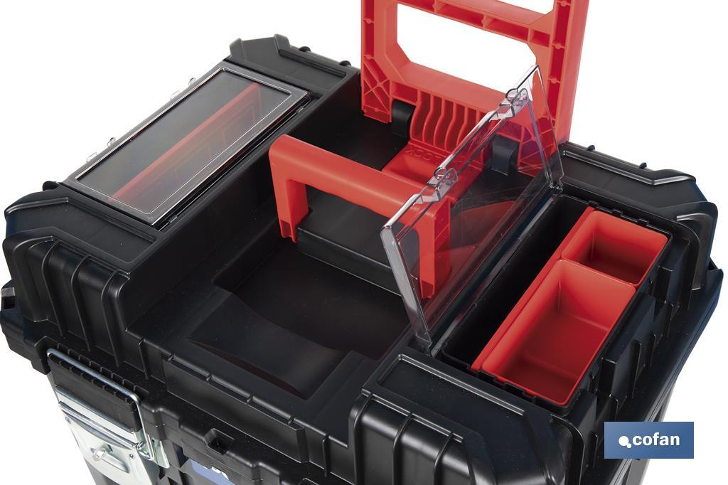 Cofan – Carro de Herramientas Compact con 2 Bloques | Con Doble Asa y Ruedas | 45 × 36 × 64 cm
