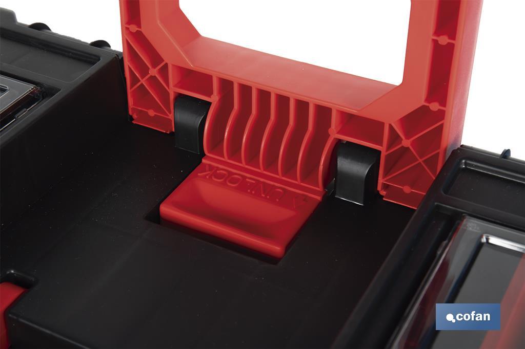 Cofan – Carro de Herramientas Compact con 2 Bloques | Con Doble Asa y Ruedas | 45 × 36 × 64 cm