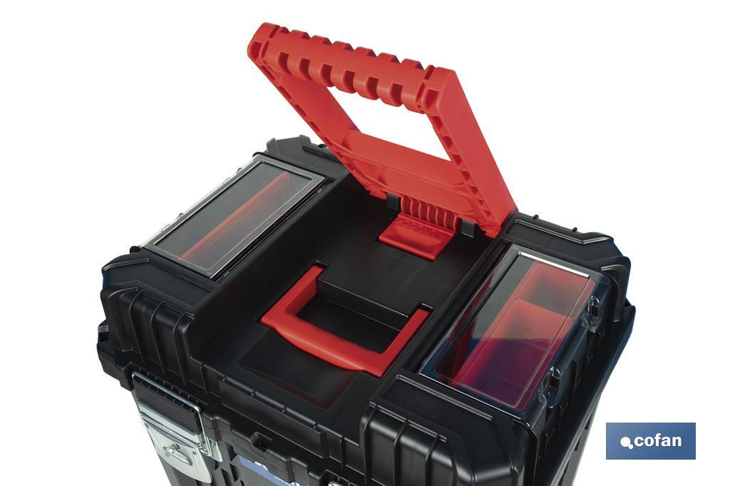 Cofan – Carro de Herramientas Compact con 2 Bloques | Con Doble Asa y Ruedas | 45 × 36 × 64 cm