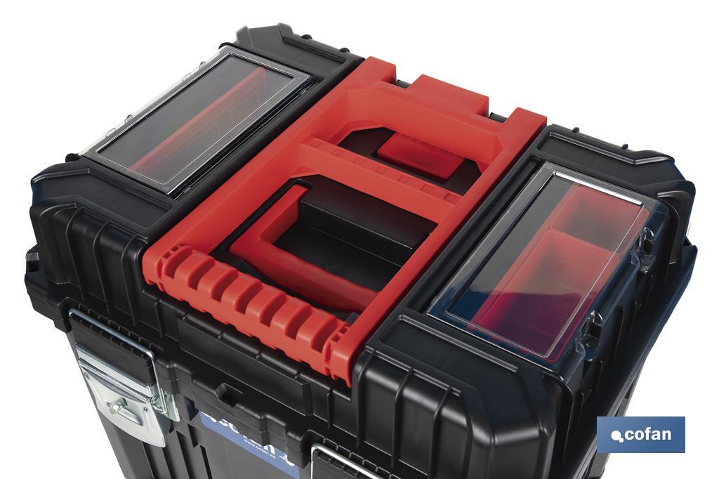 Cofan – Carro de Herramientas Compact con 2 Bloques | Con Doble Asa y Ruedas | 45 × 36 × 64 cm