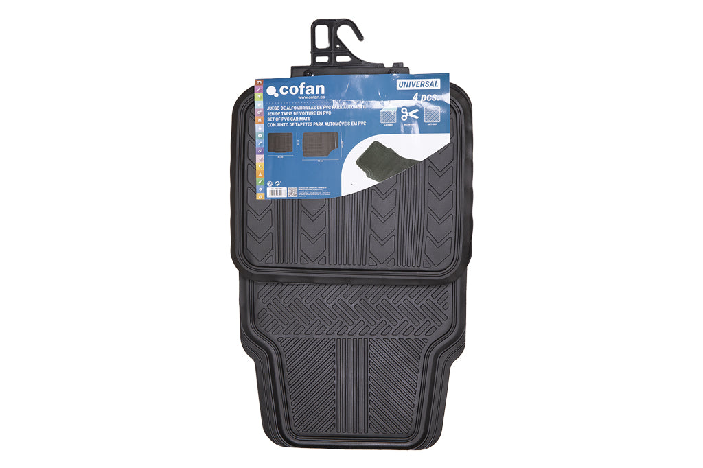 Cofan – Alfombrillas Universales de PVC para Coche | Set de 4 Unidades | Antideslizantes y Recortables