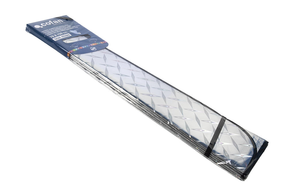 Cofan – Parasol Delantero con Efecto Láser | 2 Ventosas | Protege del Sol y Rayos UV | Medida 70x150 cm