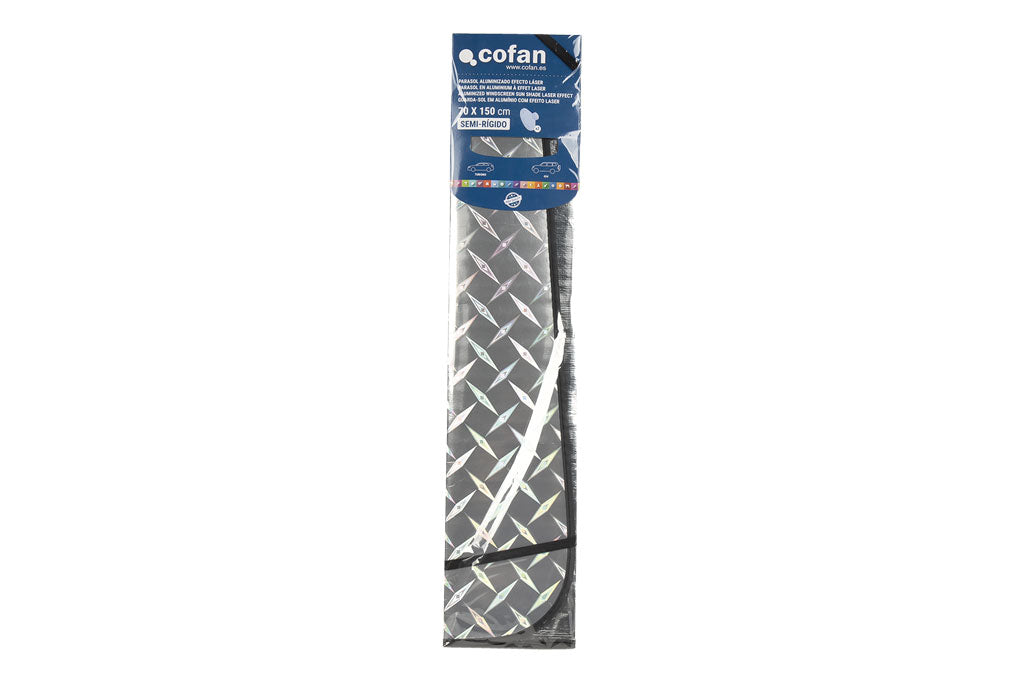 Cofan – Parasol Delantero con Efecto Láser | 2 Ventosas | Protege del Sol y Rayos UV | Medida 70x150 cm