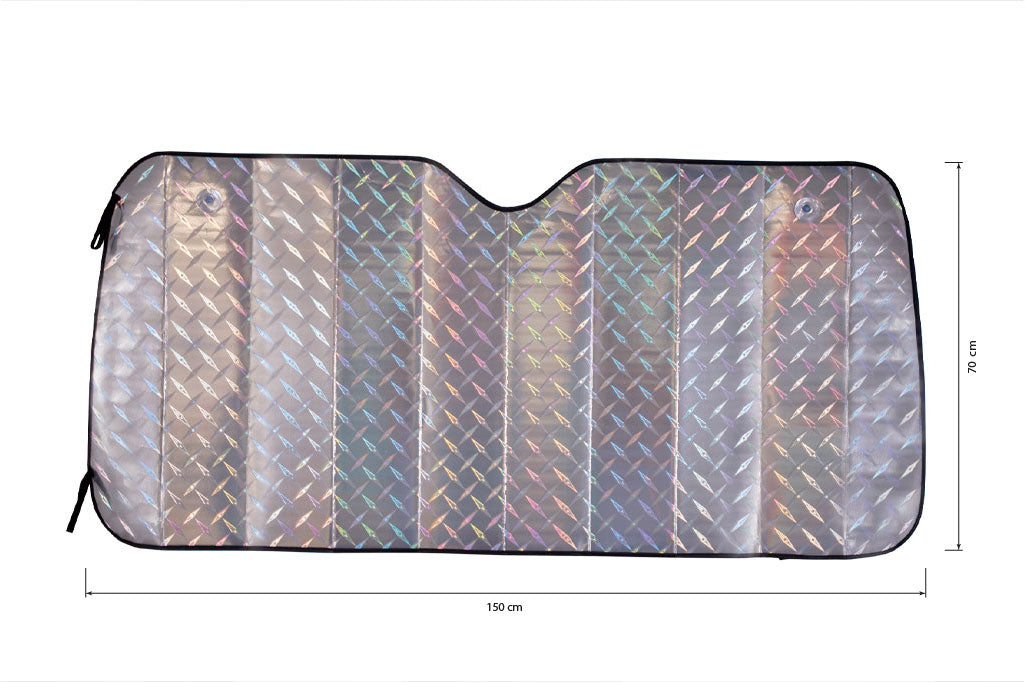 Cofan – Parasol Delantero con Efecto Láser | 2 Ventosas | Protege del Sol y Rayos UV | Medida 70x150 cm