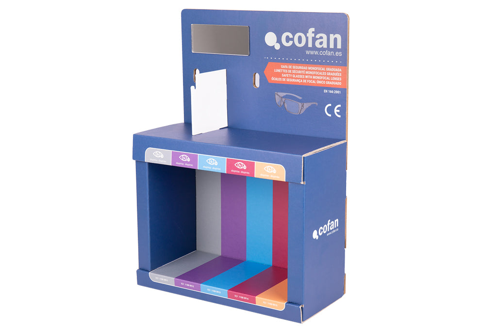 Cofan – Expositor de Gafas de Seguridad Graduadas | 20 Unidades | 5 Dioptrías Diferentes | Protección Ocular