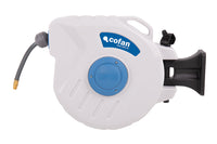 Cofan – Enrollador Automático de Manguera de Aire | 15 m de Longitud | Ø15 mm | Hasta 24 bar | Soporte de Pared Incluido