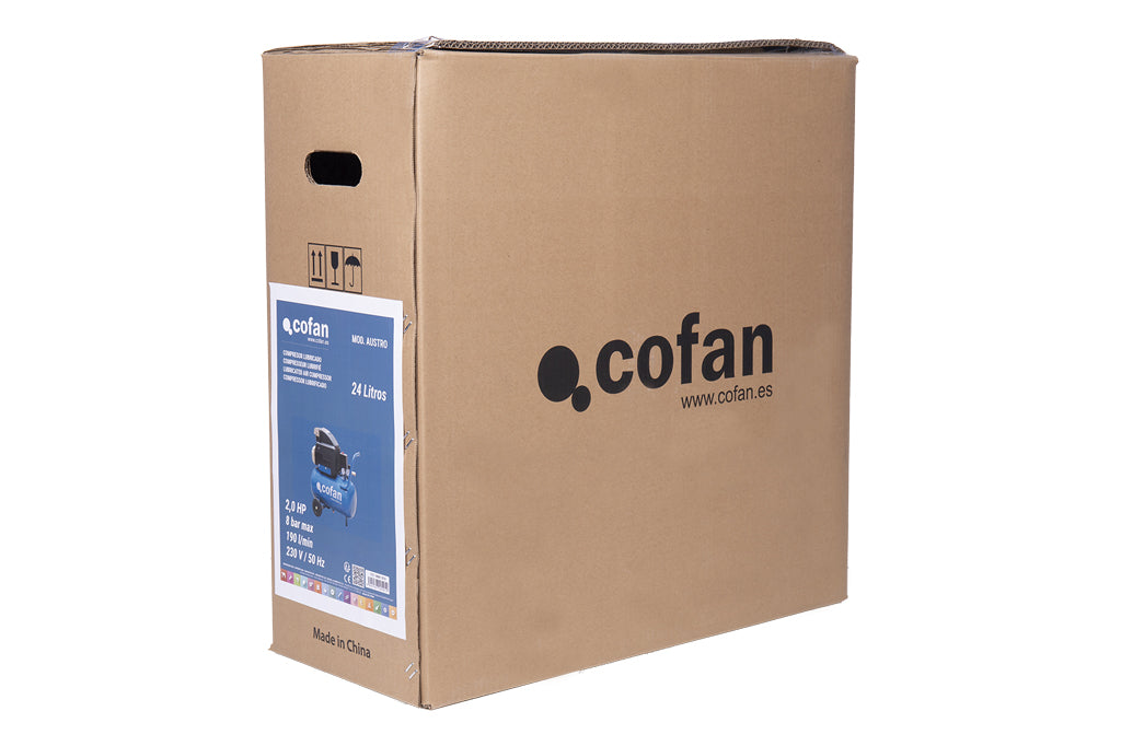 Cofan – Compresor de Aire Austro | Motor 2 HP | Depósito 24 L | Presión Máx. 8 bares | Uso Ocasional y Portátil