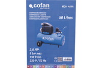 Cofan – Compresor de Aire Hava | Motor 2 HP | Depósito 50 L | Presión Máx. 8 bares | Uso Ocasional y Polivalente