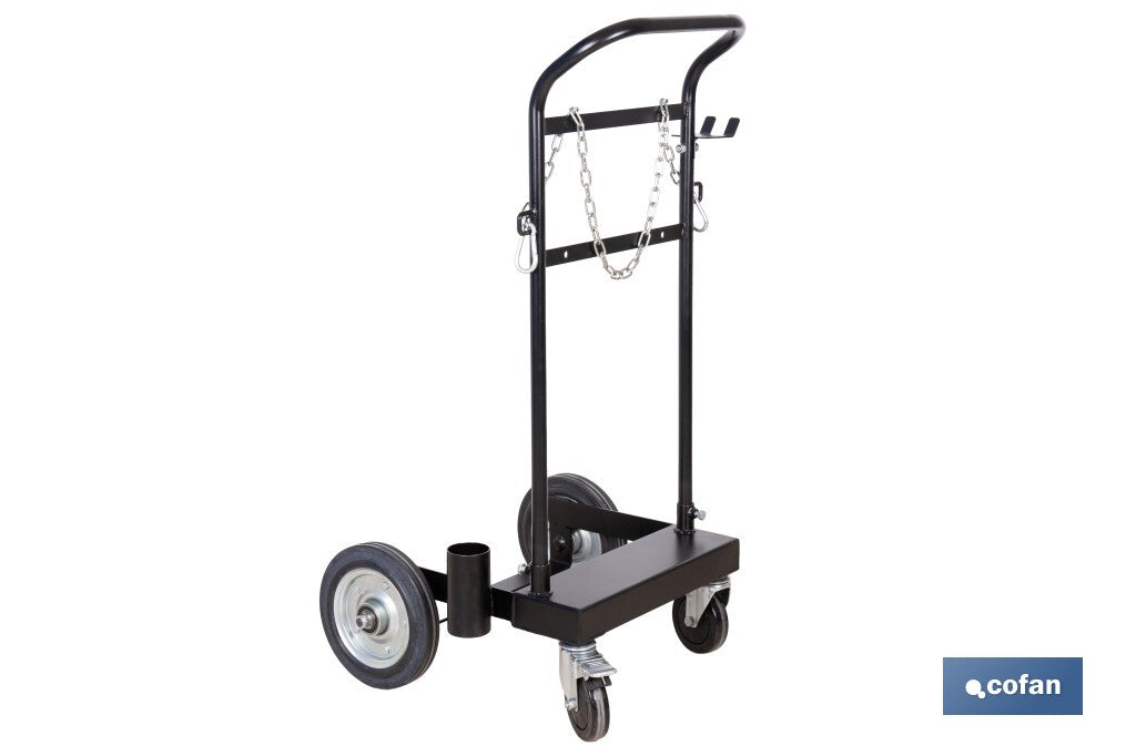 Cofan – Carro Portabidones de Acero | Ruedas Antipinchazo y Cadena de Seguridad | Para Bidones de 60 L