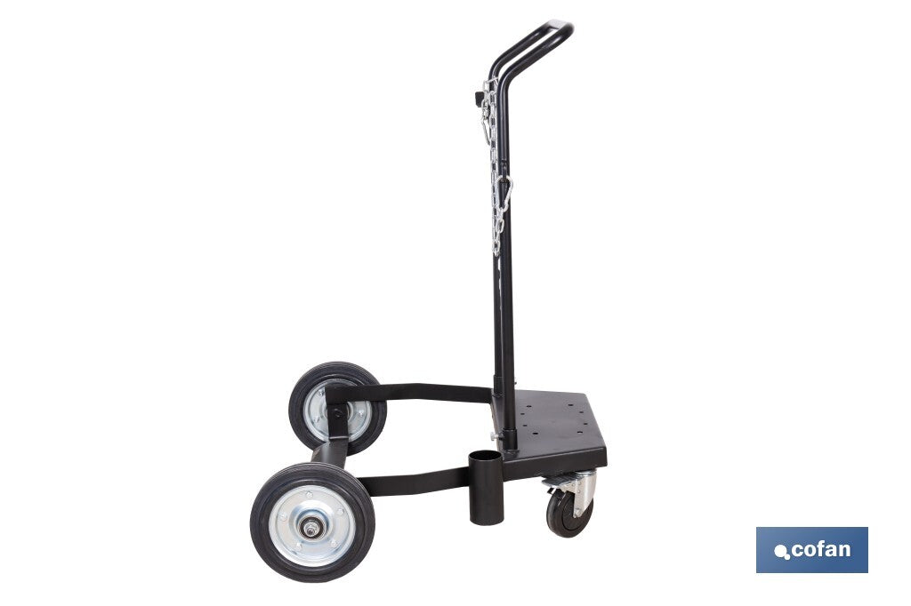 Cofan – Carro Portabidones de Acero | Para Bidones de 205 L | Ruedas Antipinchazo y Cadena de Seguridad