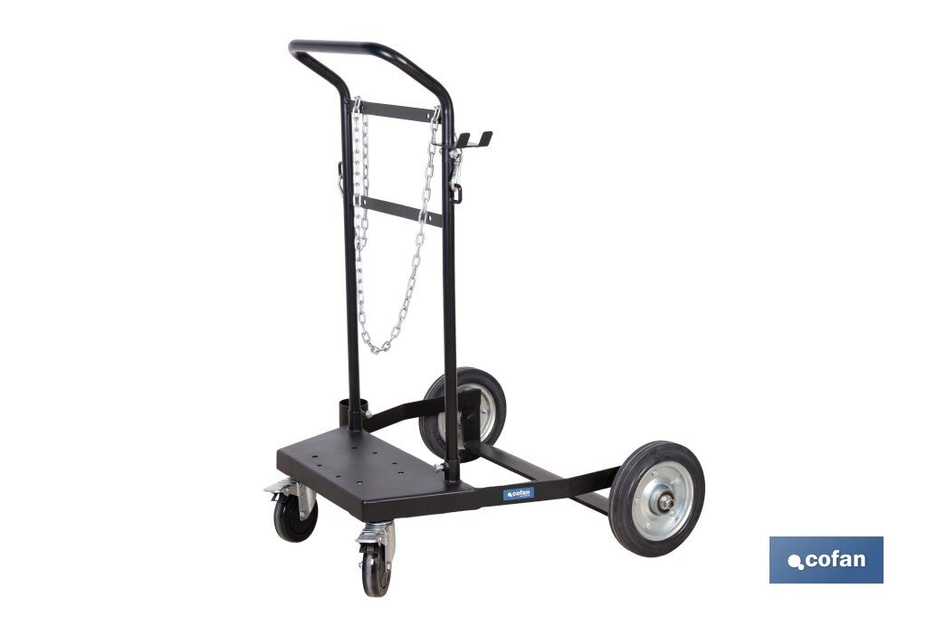 Cofan – Carro Portabidones de Acero | Para Bidones de 205 L | Ruedas Antipinchazo y Cadena de Seguridad