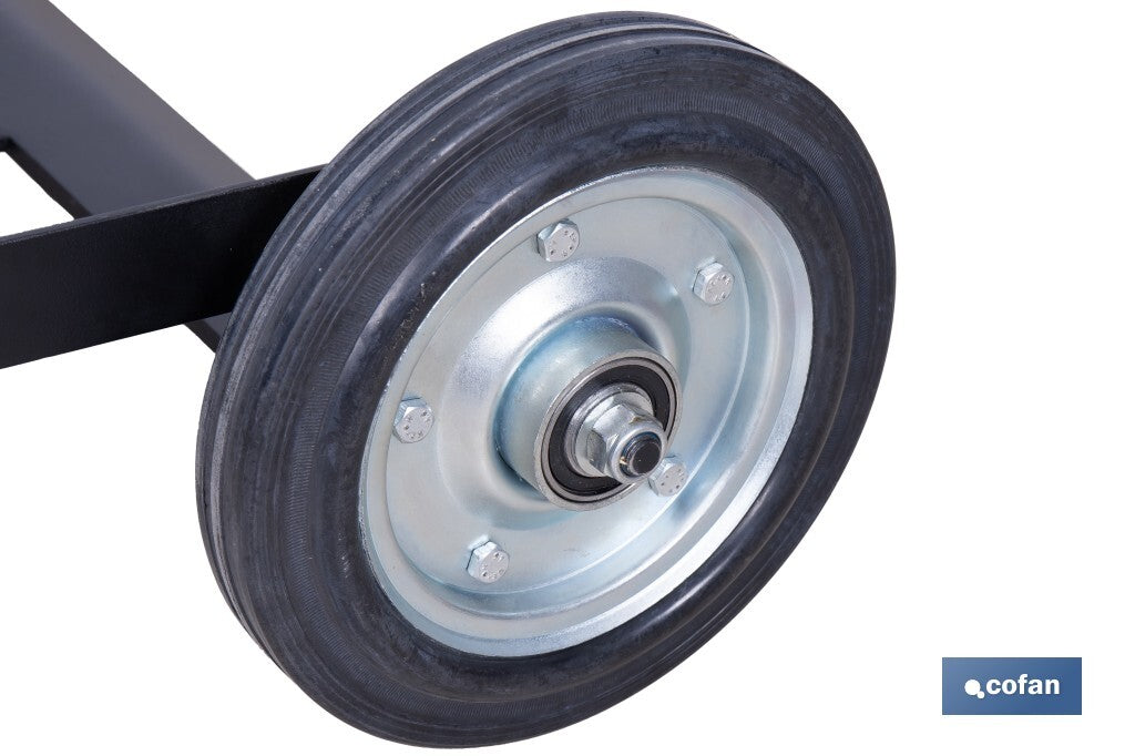 Cofan – Carro Portabidones de Acero | Para Bidones de 205 L | Ruedas Antipinchazo y Cadena de Seguridad