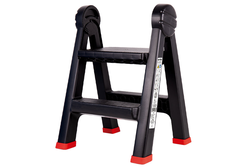 Cofan – Escalera Plegable de 2 Peldaños | Antideslizante | 150 kg | EN 14183 | PP