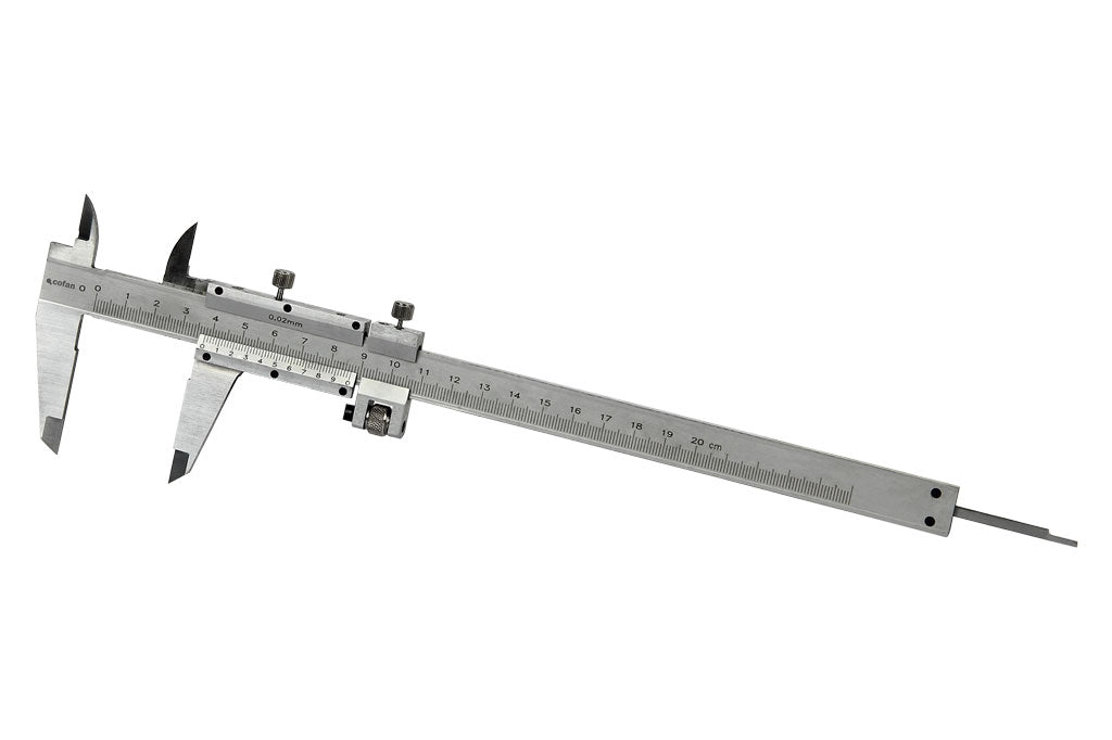 Cofan – Pie de Rey de Acero INOX | Medición en mm y pulgadas | 160 mm y 200 mm | Caja Rígida Incluida