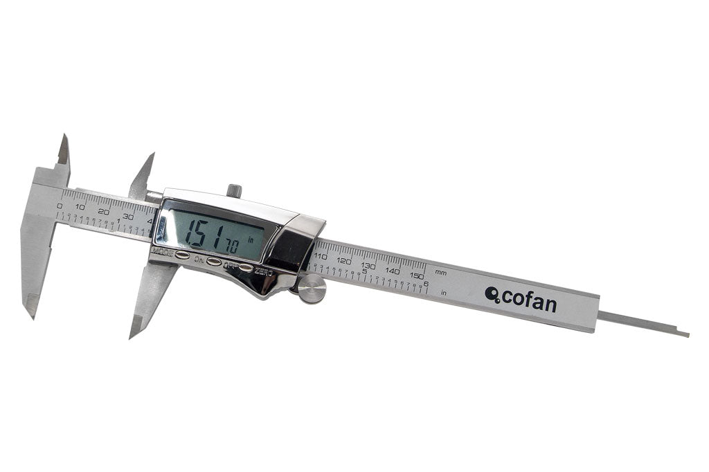Cofan – Pie de Rey Digital INOX | Acero Inoxidable | Lectura en mm, pulgadas y fracciones | Auto Apagado