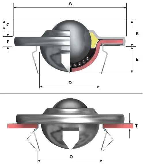Alwayse - Unidad de Transferencia de Bolas con Brida 10101500 Inox 25,4mm