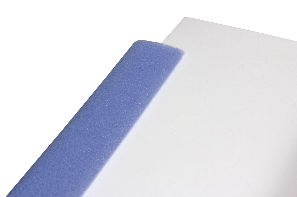 Cofan – Blíster de 2 Cantoneras de Espuma Tipo L | Polietileno Azul Claro | 50 mm x 2 m | Protección de Aristas y Bordes
