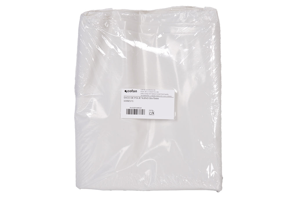 Cofan – Saco de Polietileno Blanco Impermeable | Galga 300 | 75 Micras | 55 x 75 cm