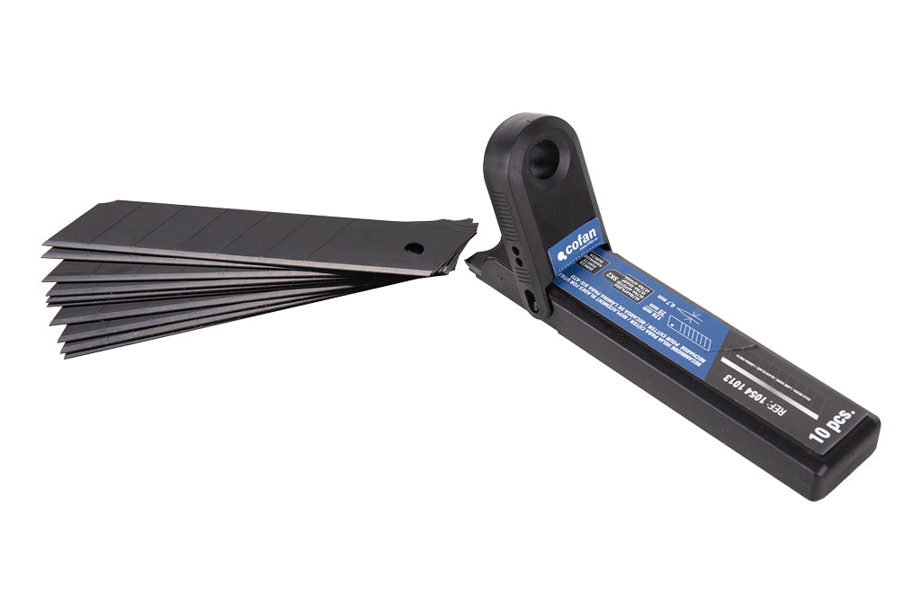 Cofan – Recambio de Cuchillas para Cúter Profesional | Hojas Negras SK2 con Afilado Láser | Pack 10 Unidades | 9 mm, 18 mm y 25 mm