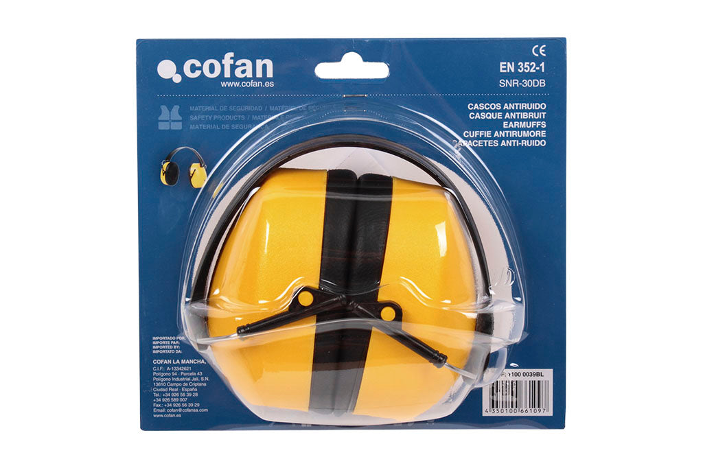 Cofan – Auriculares de Protección Antirruido | SNR 27 dB | Ajustables | Con o Sin Blíster