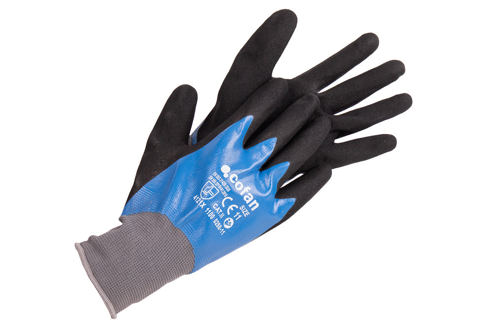 Cofan – Guantes de Nitrilo Sandy de Doble Capa | Máximo Agarre Seco/Húmedo/Aceitoso | EN 388: 2131X | Tallas 6–11