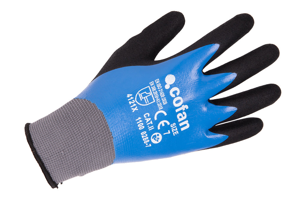 Cofan – Guantes de Nitrilo Sandy de Doble Capa | Máximo Agarre Seco/Húmedo/Aceitoso | EN 388: 2131X | Tallas 6–11