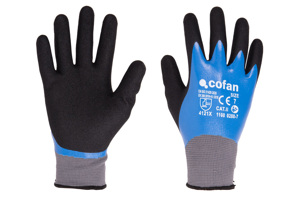 Cofan – Guantes de Nitrilo Sandy de Doble Capa | Máximo Agarre Seco/Húmedo/Aceitoso | EN 388: 2131X | Tallas 6–11
