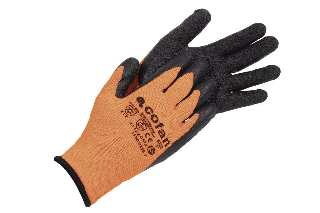 Cofan – Guantes Térmicos Naranja Flúor con Látex | Protección Mecánica y Frío | EN 388 2142X · EN 511 X1X | Tallas 7–11