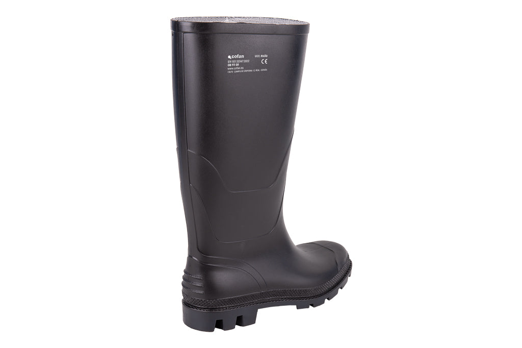 Cofan – Botas de Agua con Caña Alta OB FO SR | PVC Negro | Alta Resistencia a Agua, Aceites y Grasas | Tallas 37 a 47