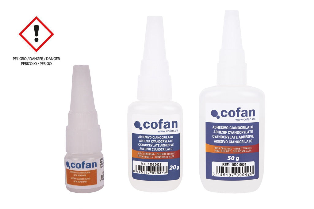 Cofan – Adhesivo Cianoacrilato Transparente de Alta Viscosidad | 3 g, 20 g o 50 g | Unión Instantánea Multiusos | Formato Unitario o Pack de 12