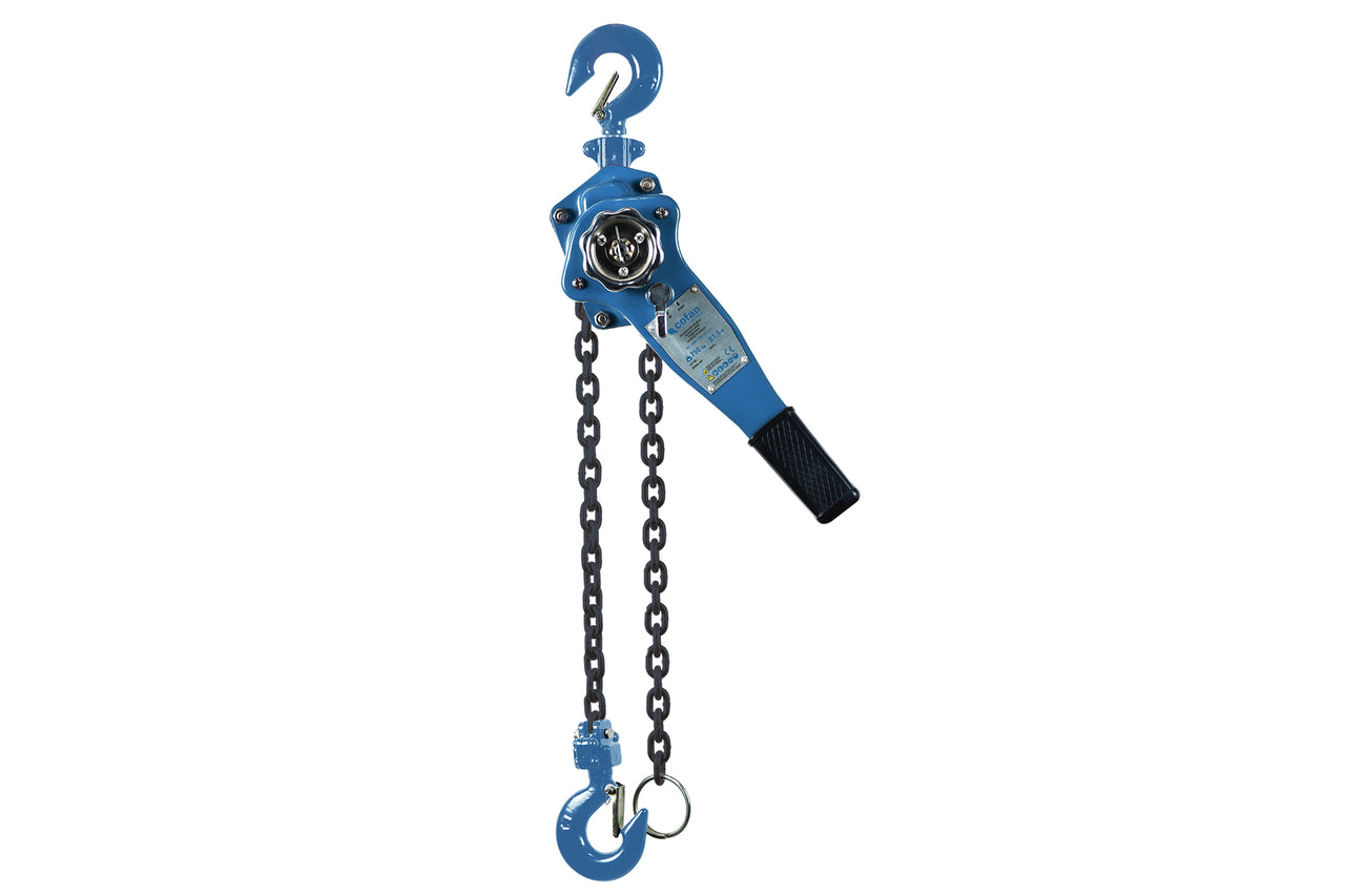 Cofan – Polipasto Manual de Palanca 750-3000kg | Elevación 1,5 m | Palanca ergonómica | Gancho reforzado | Azul