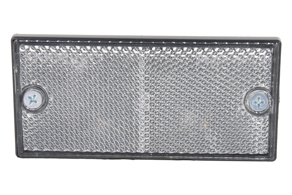 Cofan – Catadióptrico Rectangular Blanco con Tornillos | Homologado | 106 x 50 mm