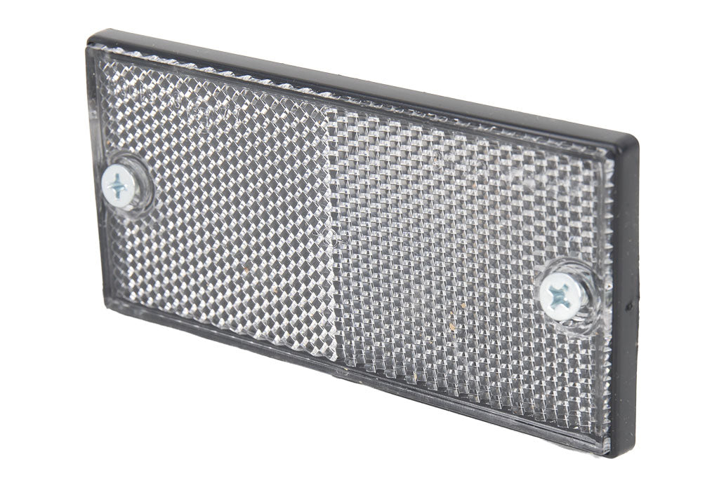 Cofan – Catadióptrico Rectangular Blanco con Tornillos | Homologado | 106 x 50 mm