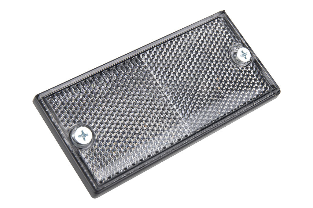 Cofan – Catadióptrico Rectangular Blanco con Tornillos | Homologado | 106 x 50 mm