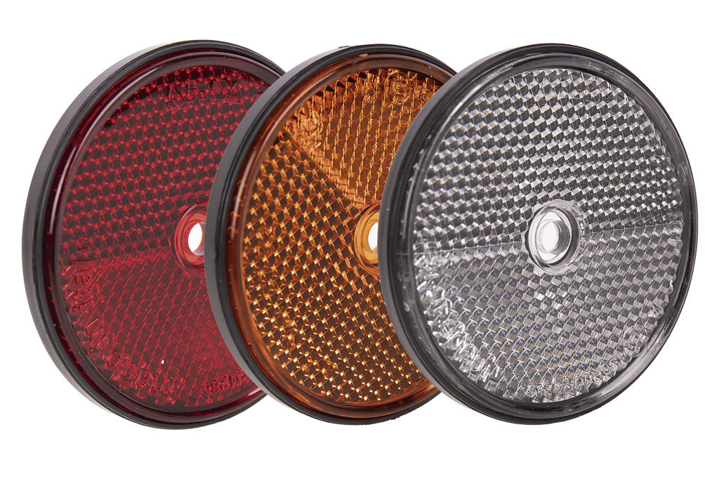 Cofan – Catadióptricos Redondos Homologados Ø60 mm con Agujero Central | Rojo, Ámbar y Blanco