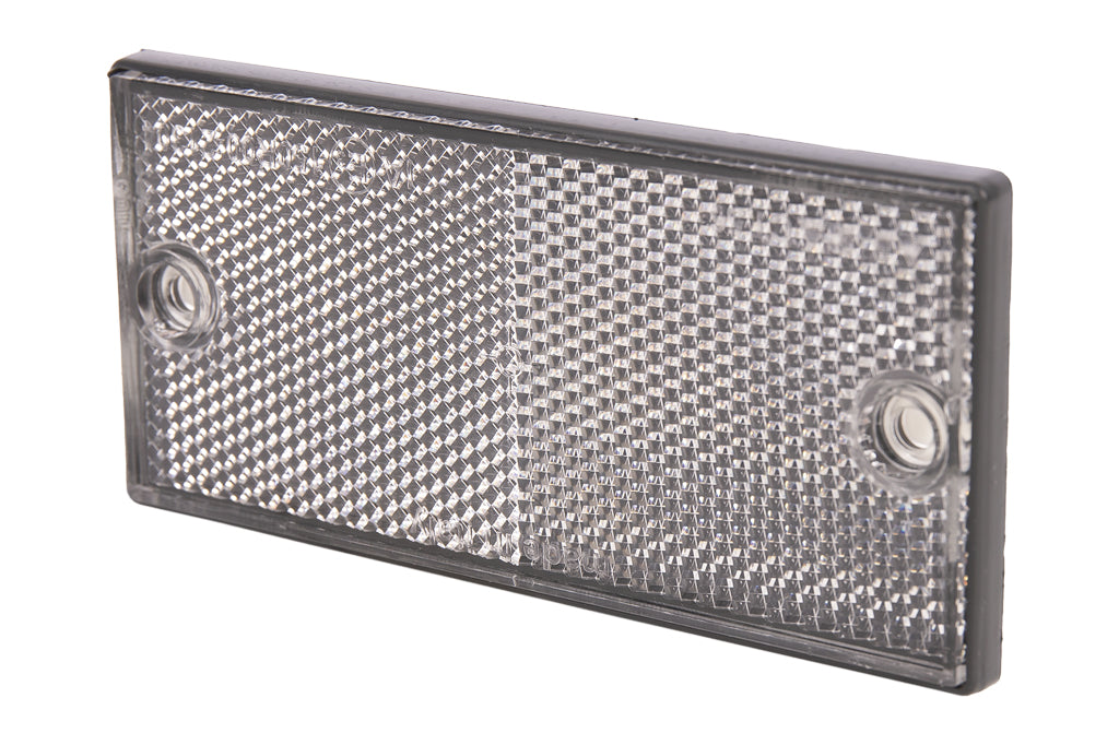 Cofan – Catadióptrico Rectangular Homologado con Agujeros y Adhesivo | Colores Rojo, Ámbar y Blanco | Medidas 106 x 50 mm
