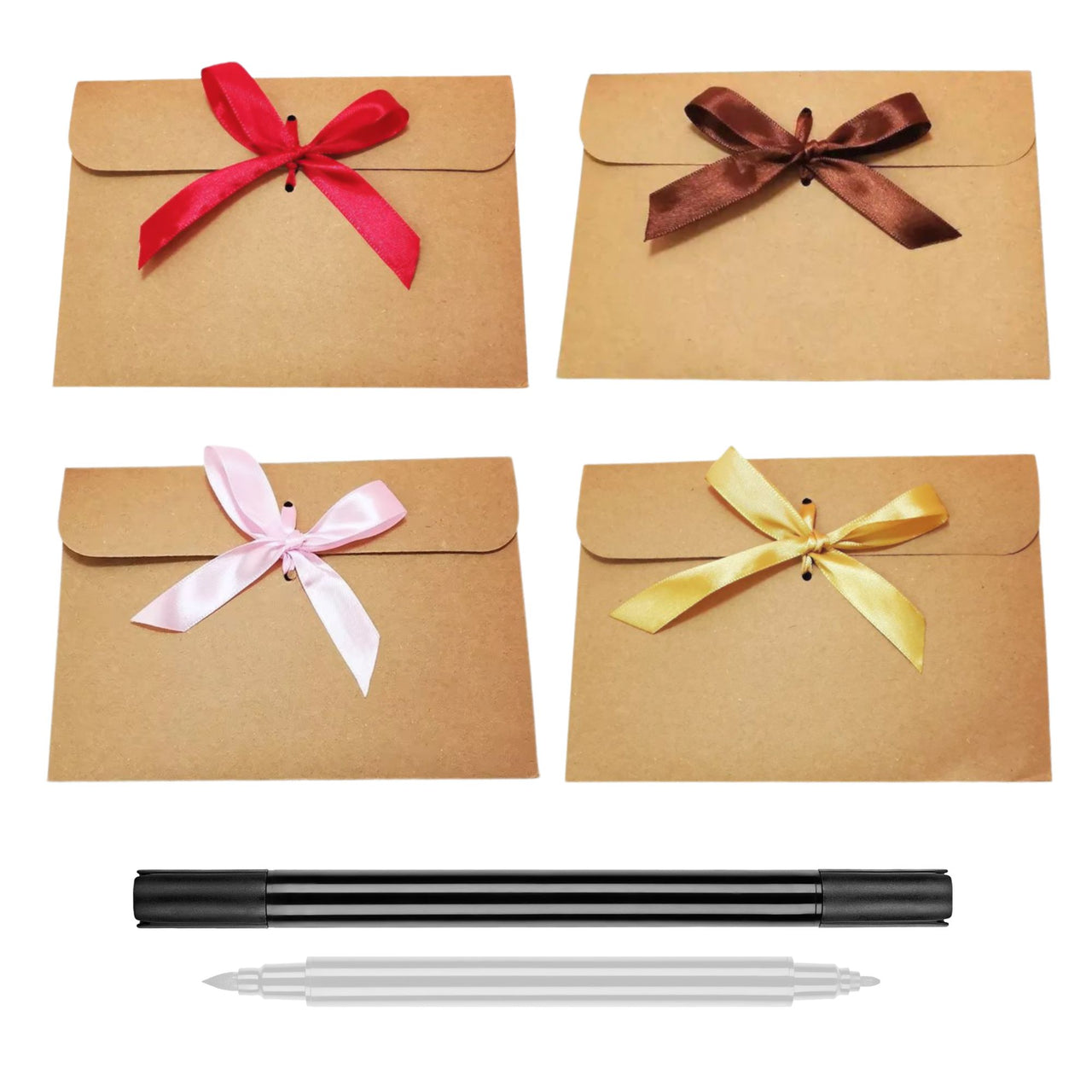 IBRIQO® 30 Sobres Papel Kraft con Lazo de Colores y Rotulador