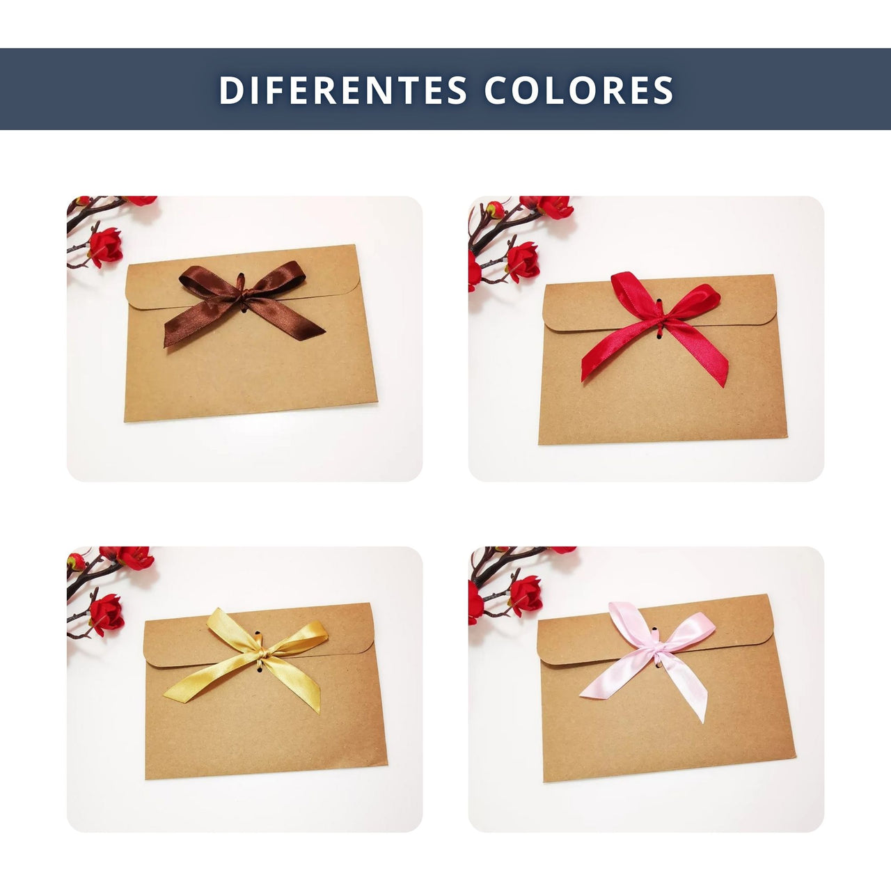 IBRIQO® 30 Sobres Papel Kraft con Lazo de Colores y Rotulador