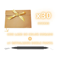 IBRIQO® 30 Sobres Papel Kraft con Lazo de Colores y Rotulador