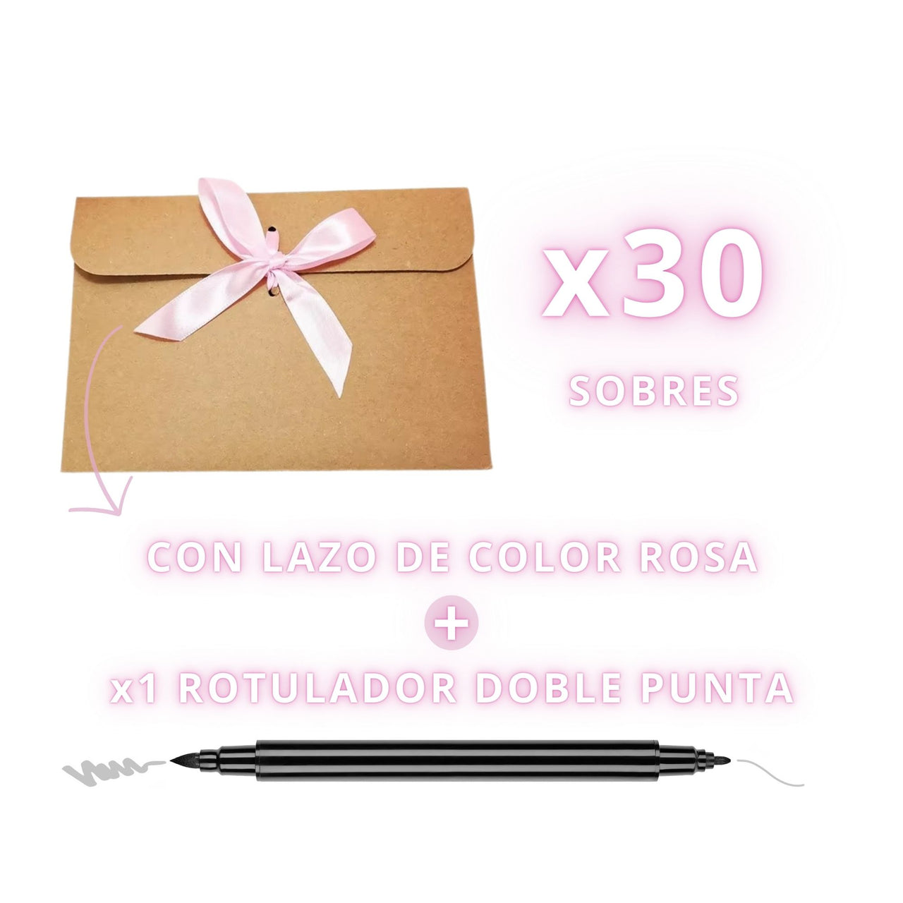 IBRIQO® 30 Sobres Papel Kraft con Lazo de Colores y Rotulador
